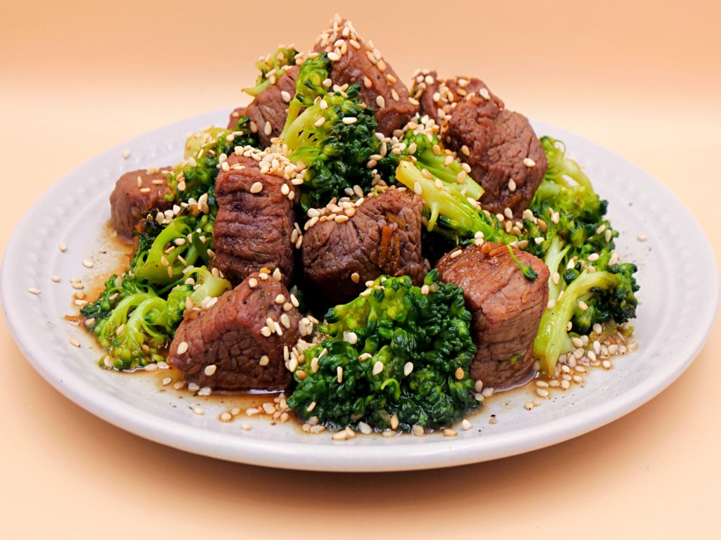 Beef with broccoli in Asian style recipe