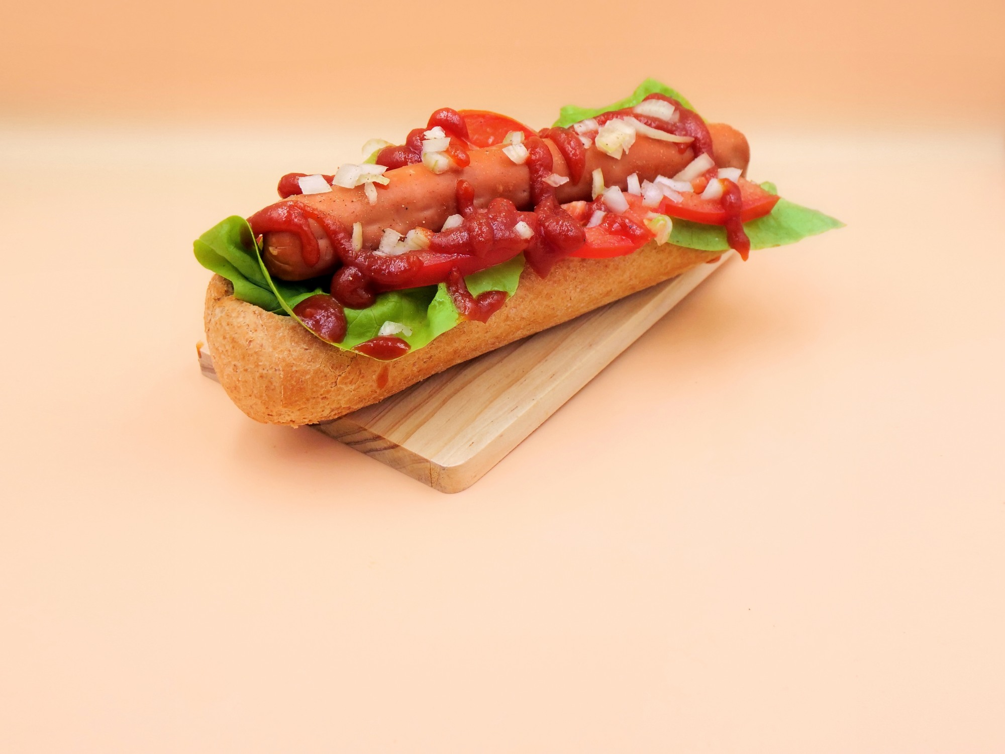 Vegan hot dog with vegetables recipe