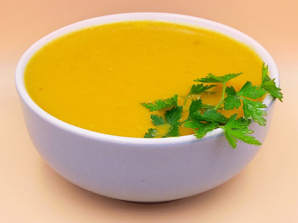 Creamy pumpkin soup with a hint of ginger and coconut recipe