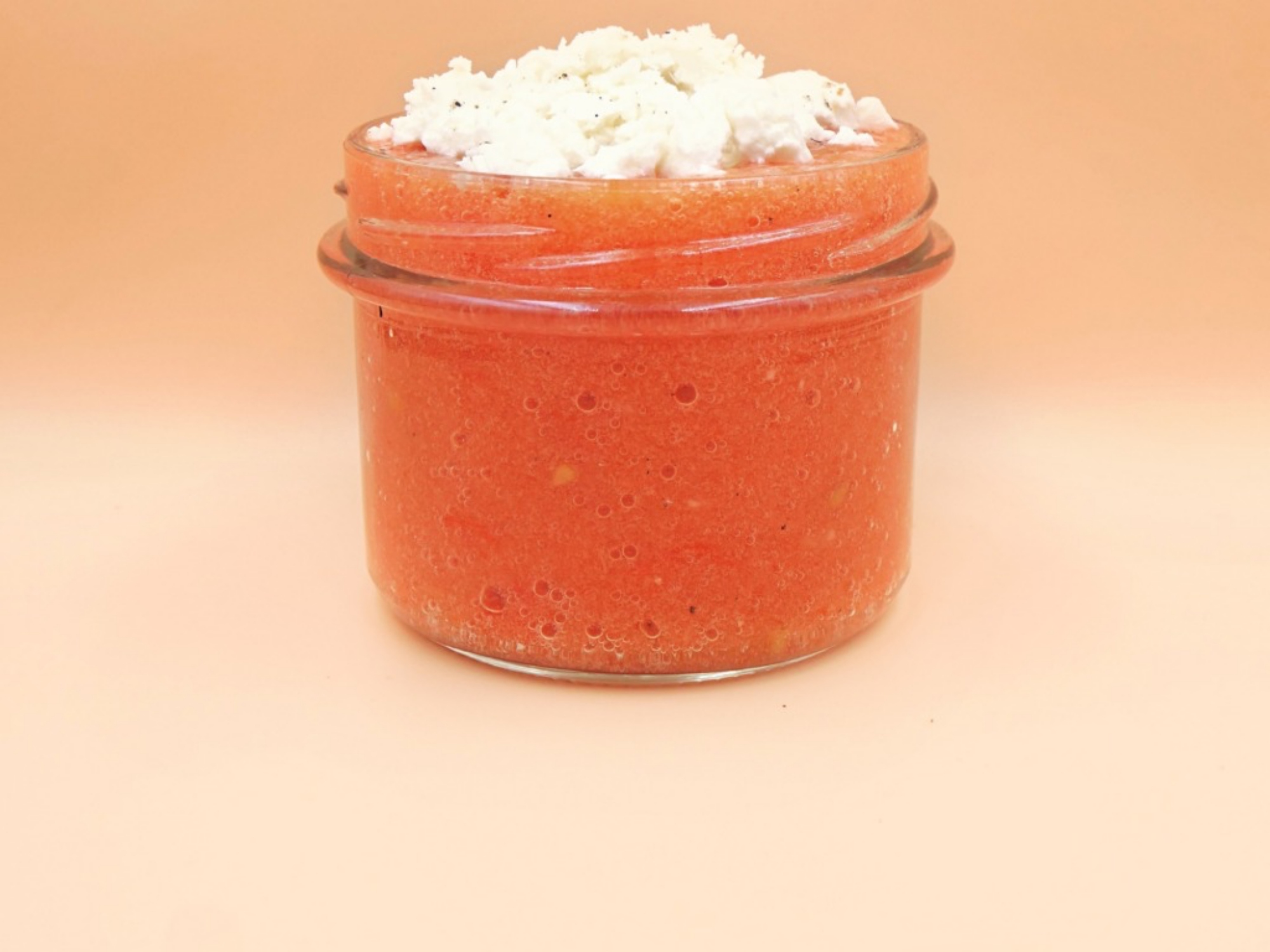 Tomato, pepper and cucumber gazpacho with feta cheese recipe