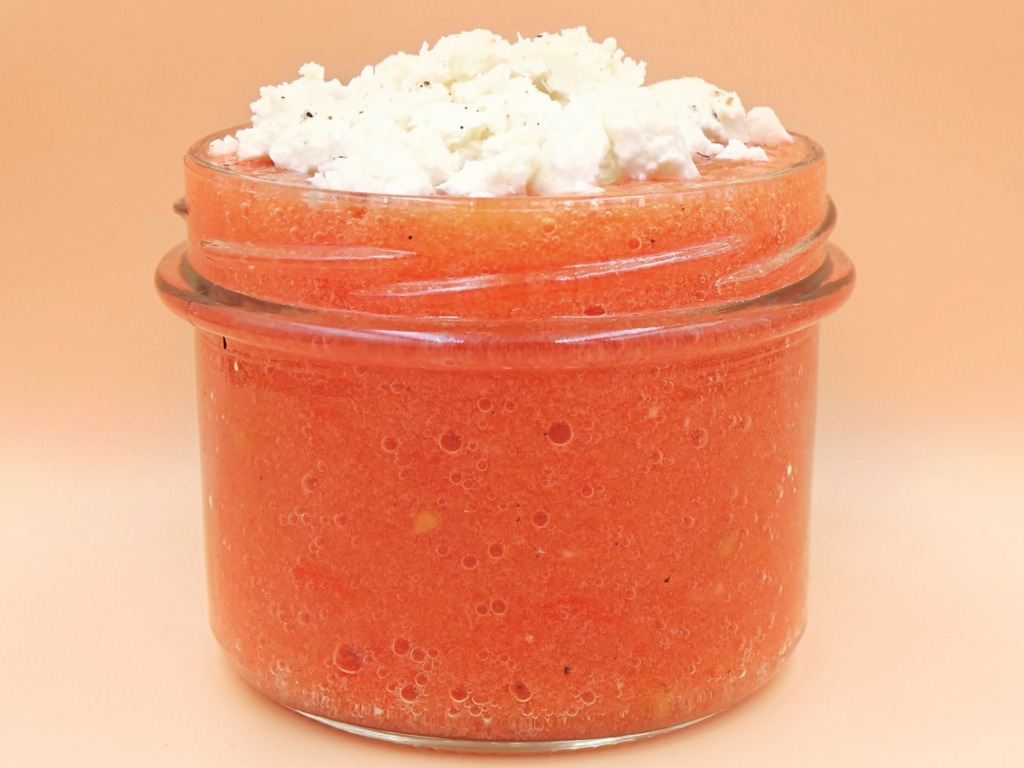 Tomato, pepper and cucumber gazpacho with feta cheese recipe