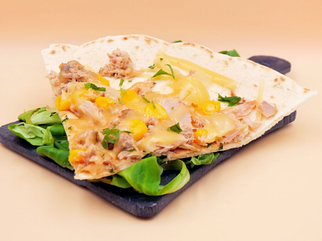 Hawaiian pizza with tuna on a tortilla recipe