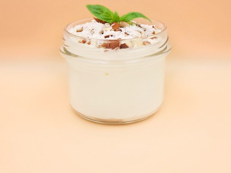 Plain yogurt with almonds and shredded coconut recipe